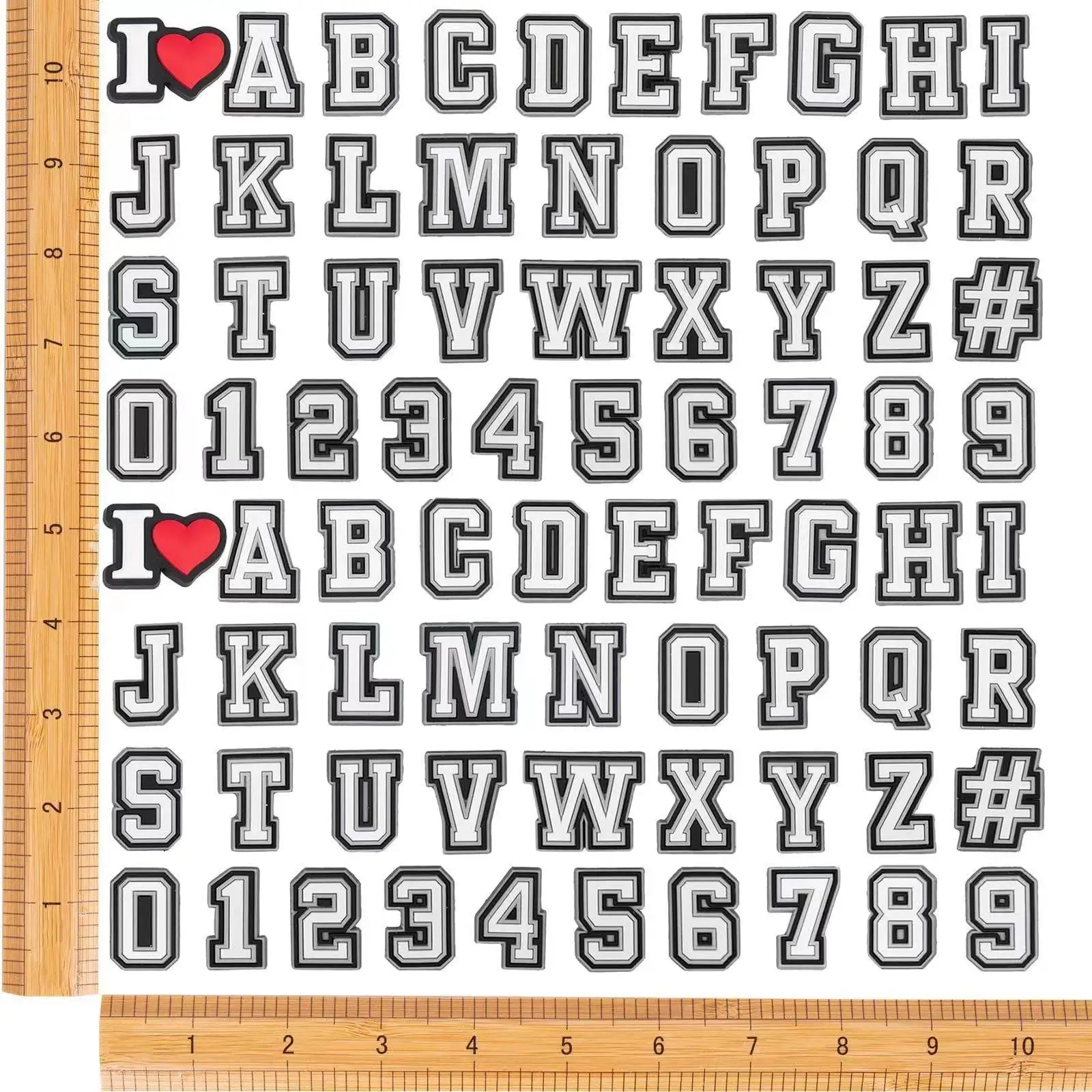 36-76 Pcs Letter Black White PVC Shoes Accessories For Croc Jibz Shoe DIY Decoration Kids Birthday Gift