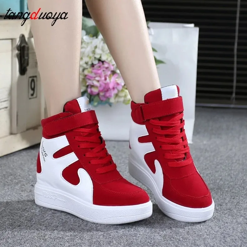 Hot Sales red white Black pink Hidden Wedge Heels Casual Shoes tenis feminino High Top Shoes Trainers Women Zapatos Mujer 2022