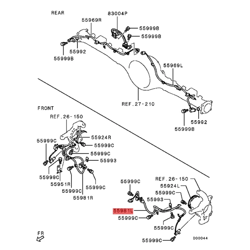 Датчик скорости колеса 4670A595 4670A596 для Mitsubishi L200 Pajero Montero Sport 2005-2015 левый и правый