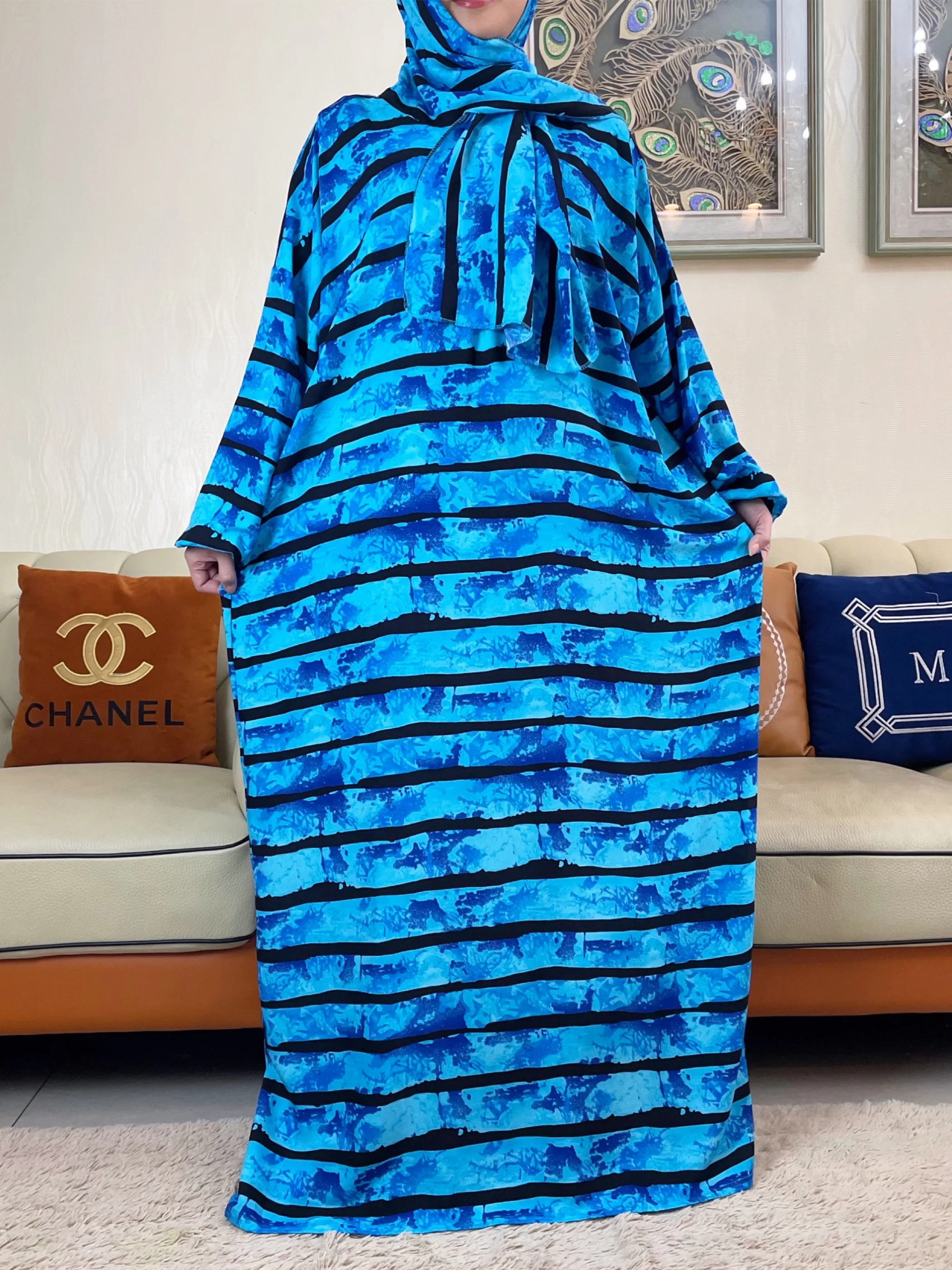 Мусульманский хлопковый Рамадан 2024 женская модель женский халат Среднего