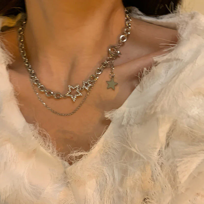 Женское колье с подвеской в виде звезды Y2K