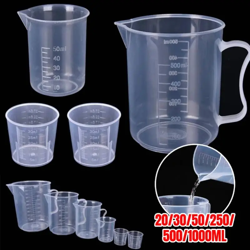 

Plastic Cups 50/100/150/250/500/1000ml Premium Clear Plastic Graduated Measuring Cup Pour Spout Without Handle Kitchen Tool