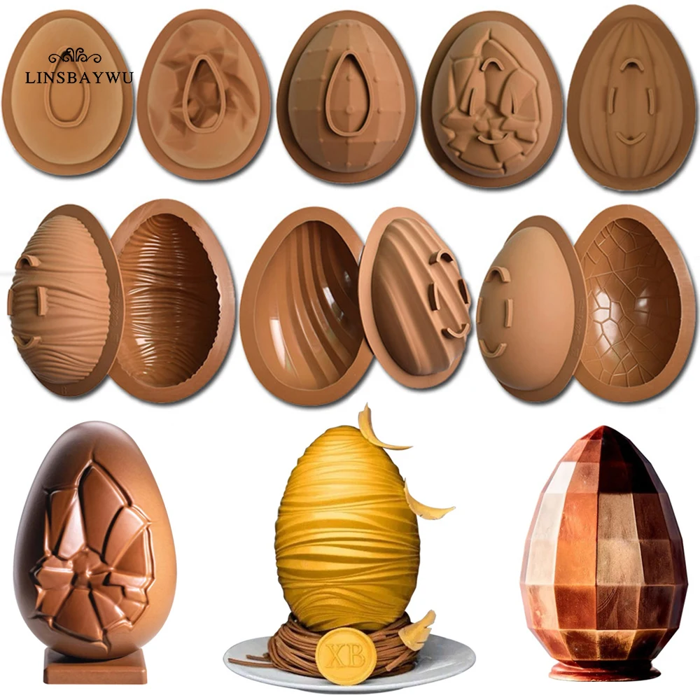 

3D Easter Egg Chocolate Mold Breakable Dinosaur Egg Pastry Mould DIY Silicone Mousse Moulds Creative Baking Confectionery Tools