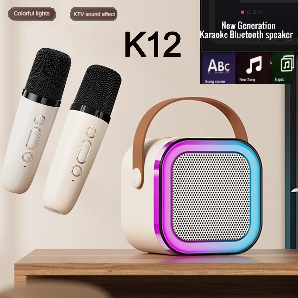 Портативный динамик K12 Bluetooth 5 3 па 2 беспроводных микрофона