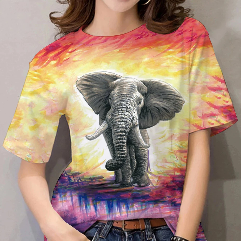 

Women's Summer Short Sleeve Extra Large T-shirt Cartoon Harajuku Top 3D Printed T-shirt Round Neck Animal Pattern T-shirt