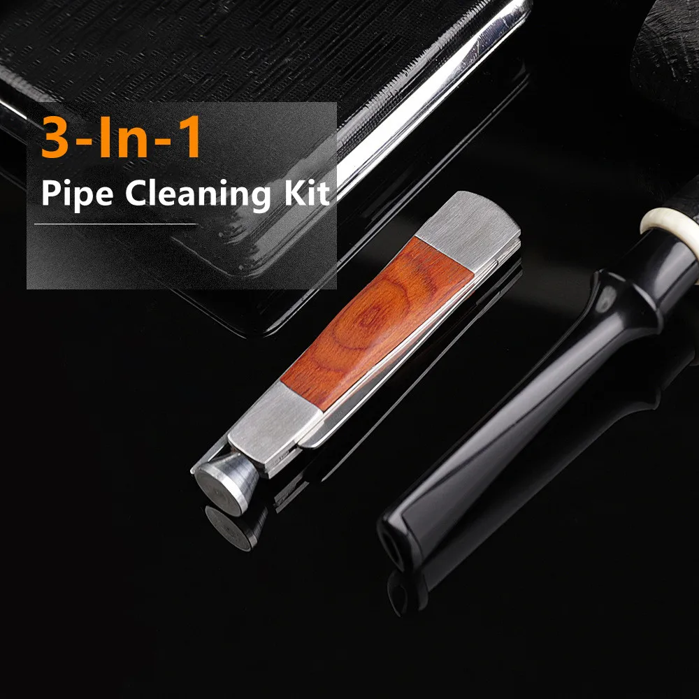 

3 in 1 Rosewood Smoking Pipe Cleaning Tool Set Stainless Steel Smok Pipe Cleaning Reamers Tamper Tool Tobacco Pipes Accessories