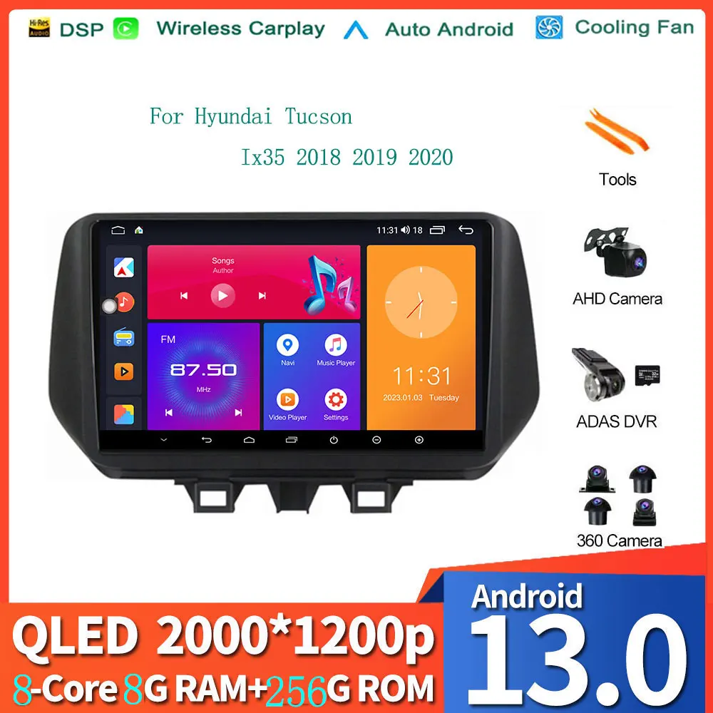 

Android 13 Wireless Carplay For Hyundai Tucson IX35 2018 2019 2020 Car Stereo Auto Radio Multimedia Navigation GPS DSP No 2 Din