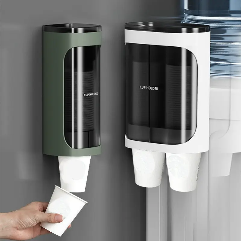 

2023 Disposable Cup Holder Automatic Cup Picker Dispenser Cup Holder Wall-mounted Household Free Punching Creative Organizer