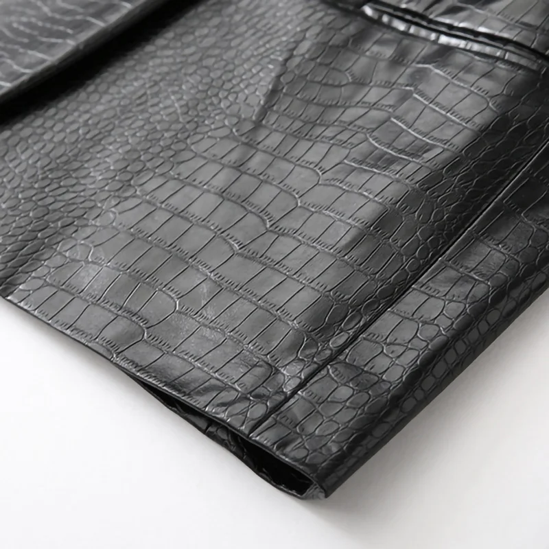 Lady Fashion Genuine Leather Jackets Crocodile Pattern Sheepskin Coat Women Turn Down Collar TF5401