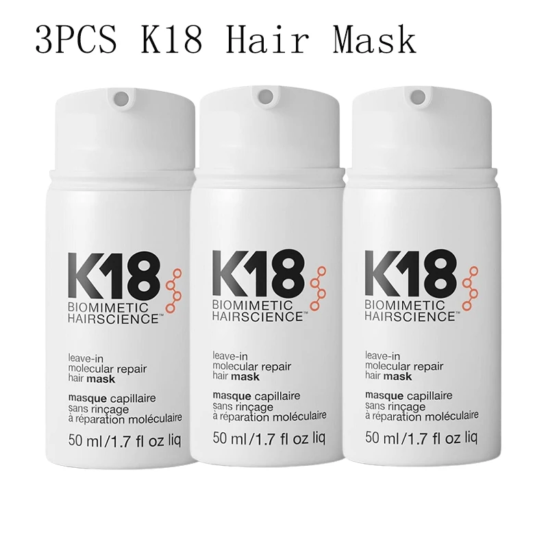 

3PCS K18 Leave-In Molecular Repair Hair Mask Damage Restore Soft Hair Deep Repair Keratin & Scalp Treatment Hair Care 50ml