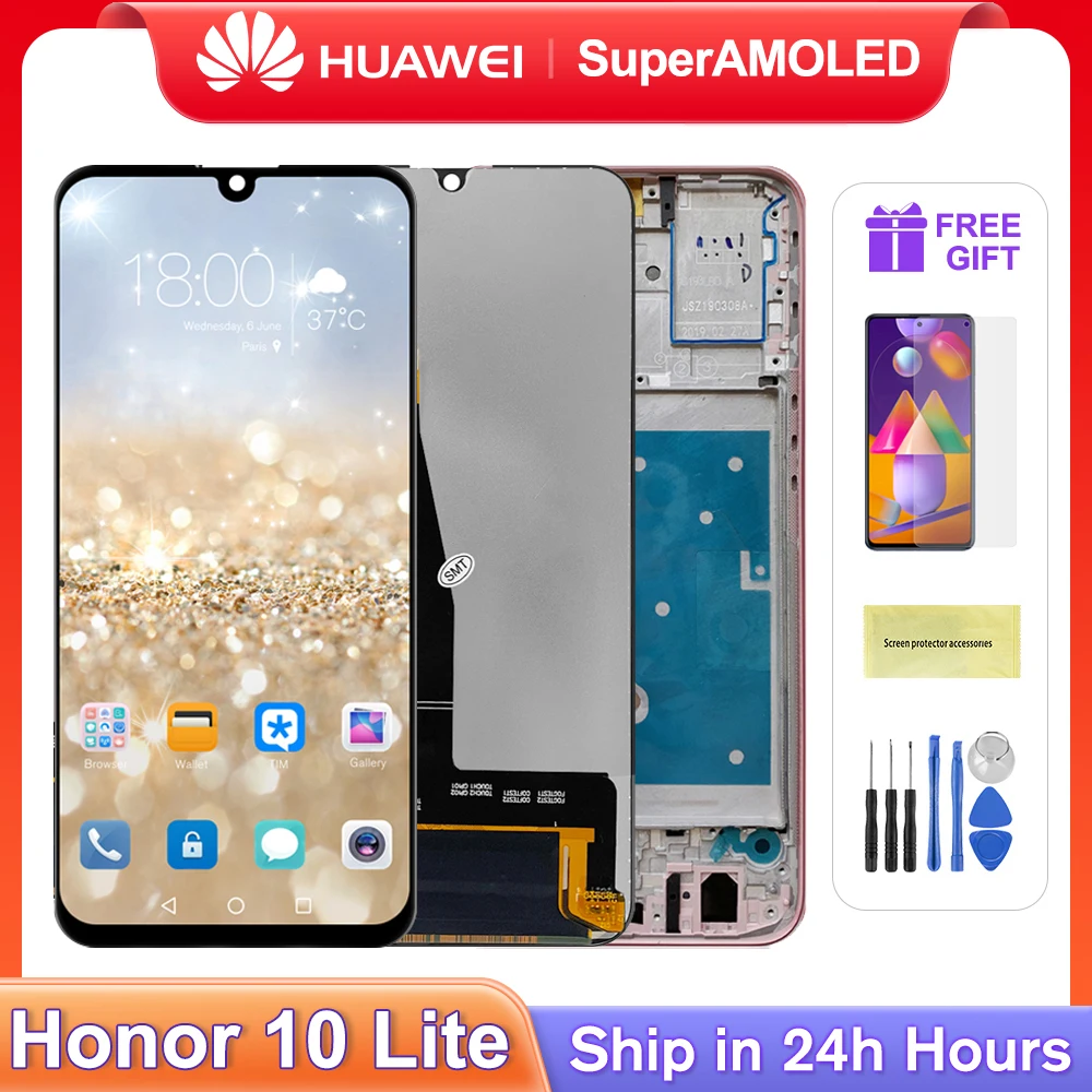 ЖК-дисплей 6 21 &quotдля Huawei Honor 10 lite сенсорный экран с дигитайзером в сборе рамкой для