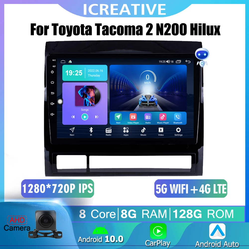 9'' Android Car Radio For Toyota Tacoma 2 N200 Hilux 2005-2015 GPS Navigation Multimedia Player Auto Stereo BT CarPlay Unit 2din