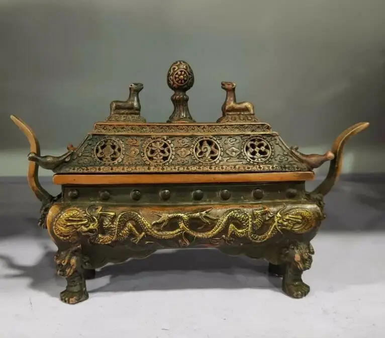 

Vintage Collectible Decorated Old Handwork bronze Carved Dragon Incense Burner