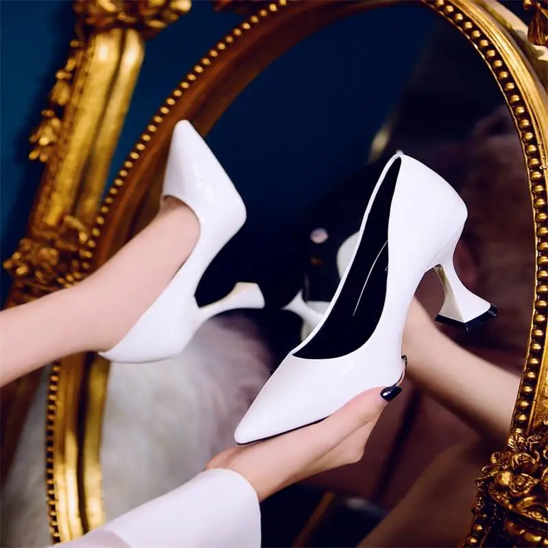 

Женские туфли на высоком каблуке, Универсальные однотонные туфли-лодочки с острым носком на тонком каблуке, 2023