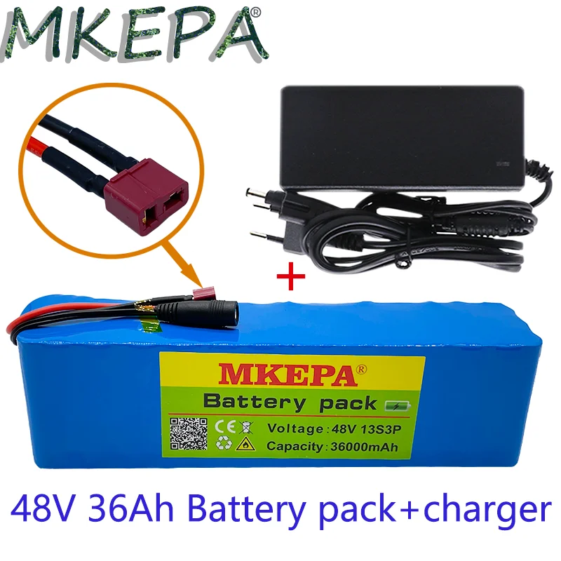 

Large capacity 48V battery 48V 36ah 1000W 13s3p Li ion battery pack for 54.6V E-bike scooter with BMS + charger