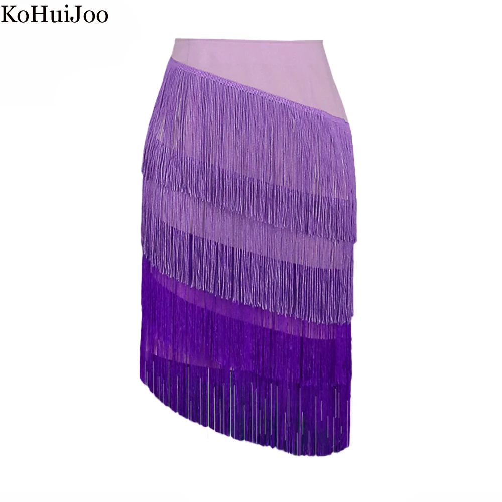 Summer New Plus Size Women Gradient Skirt Ladies Fashion Elegant Fringed Tassels Hip Wrap Pencil Skirts Plus Size High Waist