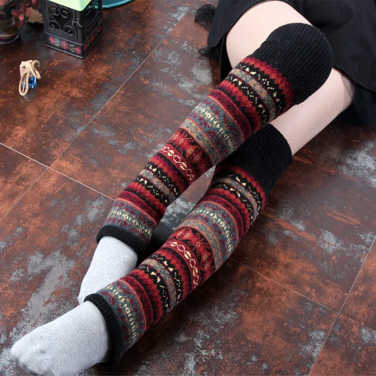 

Newly Design Women Winter Warm Leg Warmers Wool Knitting High Knee Socks Boot Cuffs Fashion Women Gift Gaiters