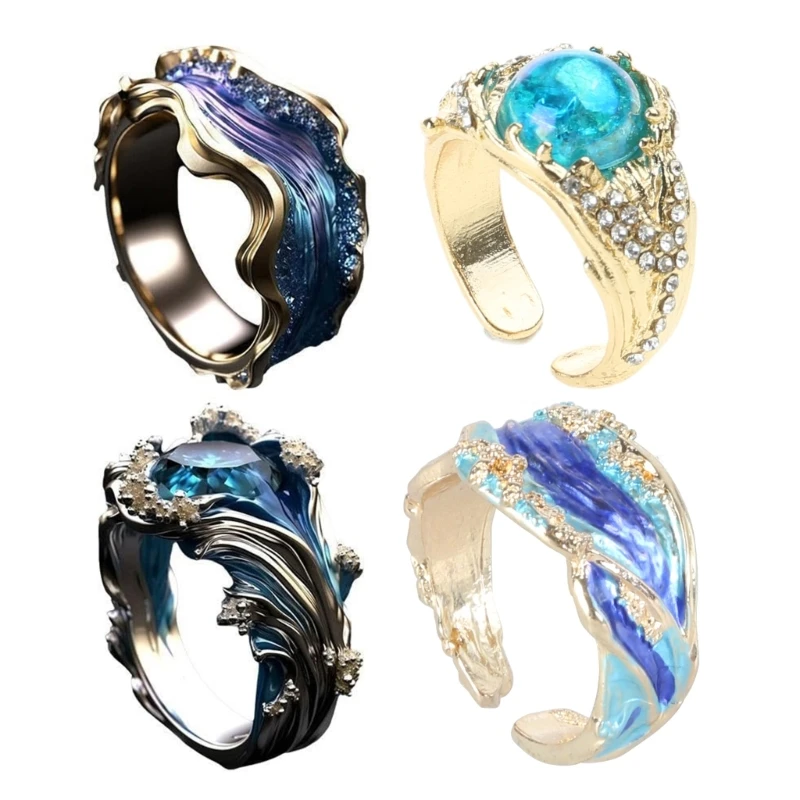 652F Кольцо дружбы Океанская волна Уникальные кольца Кольца для свиданий Стильные