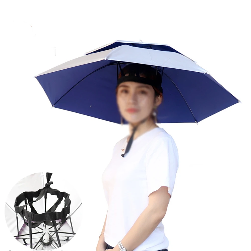 77cm Fishing Caps Head Umbrella Hat Adults Waterproof Anti-Sun Anti-UV Foldable Rain Shade Outdoor Camping Pesca Beach Accessory enlarge