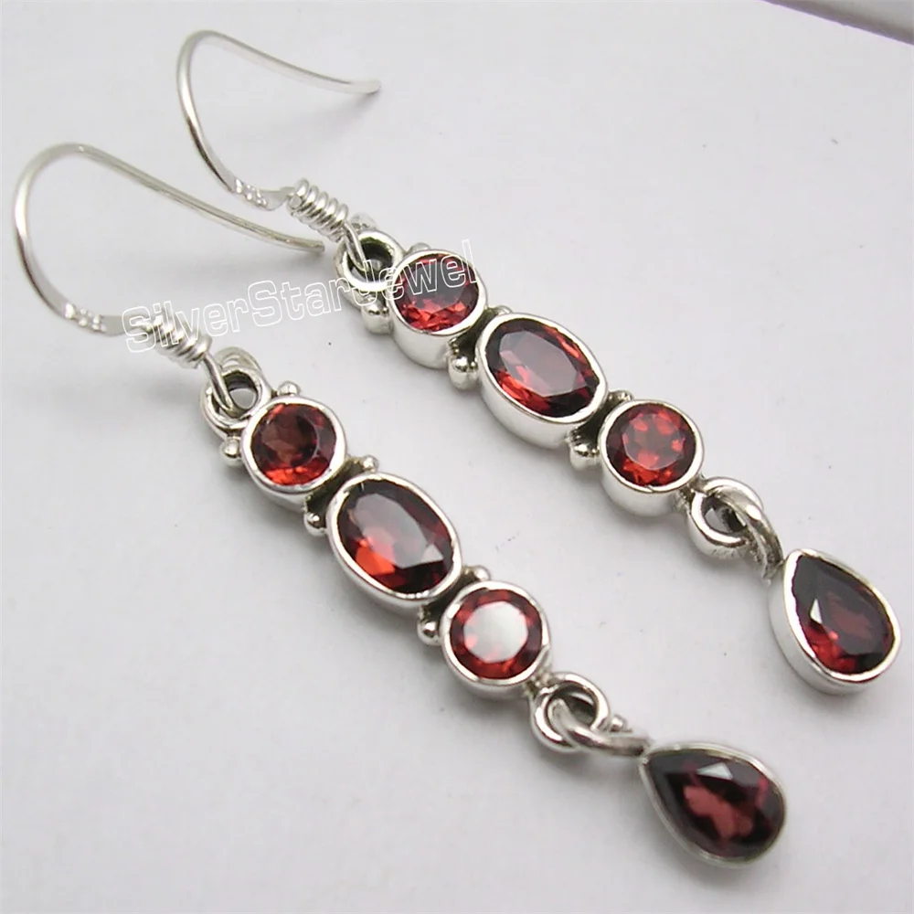 

Many Color Semi-precious Stone LONG Dangle Earrings 1.9"