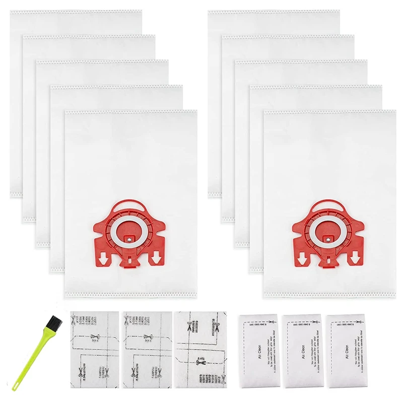 

10 Pack 3D Airclean Bags Replacement For Miele FJM Vacuum Bag With 3 Motor Protection Filters, 3 Airclean Filters