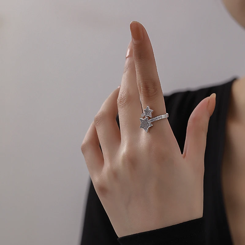 

New Korea Fashion Light Luxury Delicate Stars Adjustable Index Finger Ring Street Banquet Women Jewelry 2022
