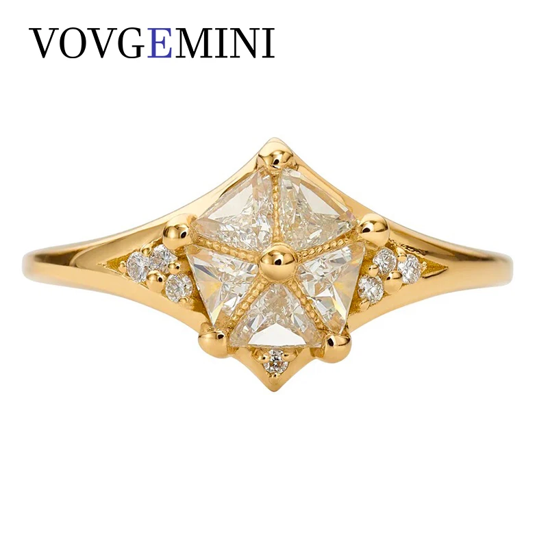 VOVGEMINI Lab Grown Diamond Moissanite Fashion Rings 18k Real Gold Star Design Romantic Au750 Jewelry For Woman Girls Best Gift