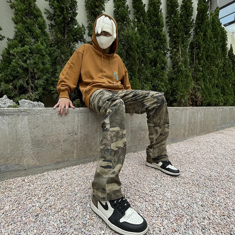 

2022 Autumn Men's Fashion Tactical Pants Army Military Camouflage Long Trousers Male Casual Multi Pocket Cargo Pants T55