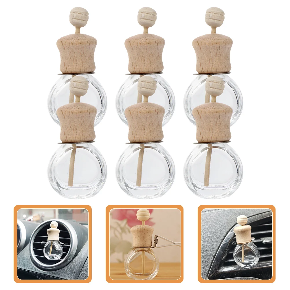 

6 Pcs Car Aromatherapy Bottle Delicate Perfume Diffuser Glass Bottles Empty Small Reusable Fragrance Wood Daily Diffusers Home
