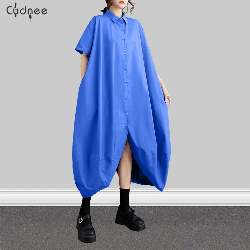 Платье женское однотонное свободного покроя повседневное простое милое длинное