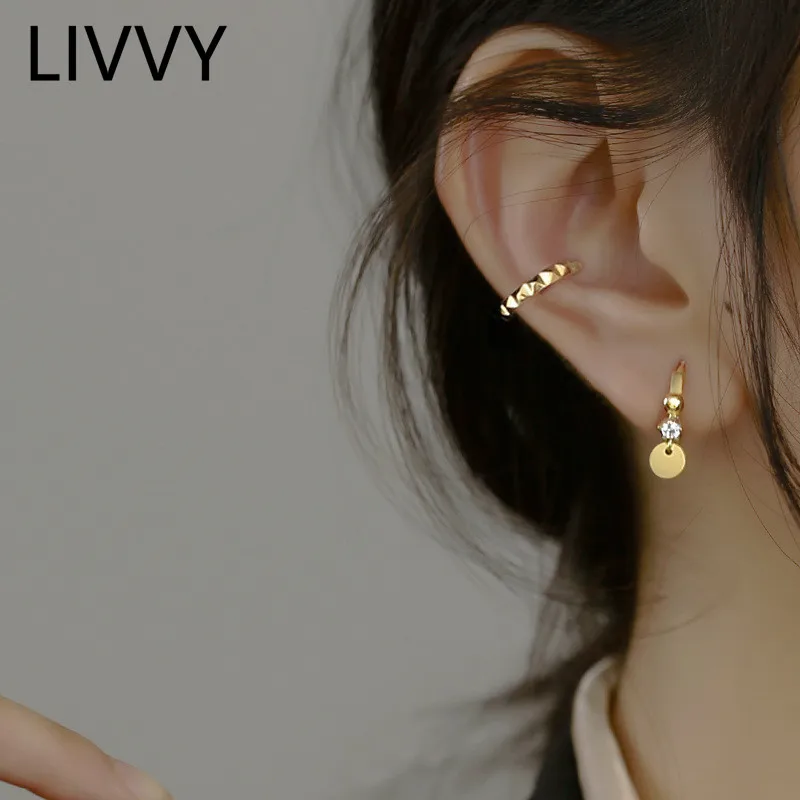 Серьги-кольца LIVVY женские серебристого цвета кольца с защитой от - Цена: 140.3