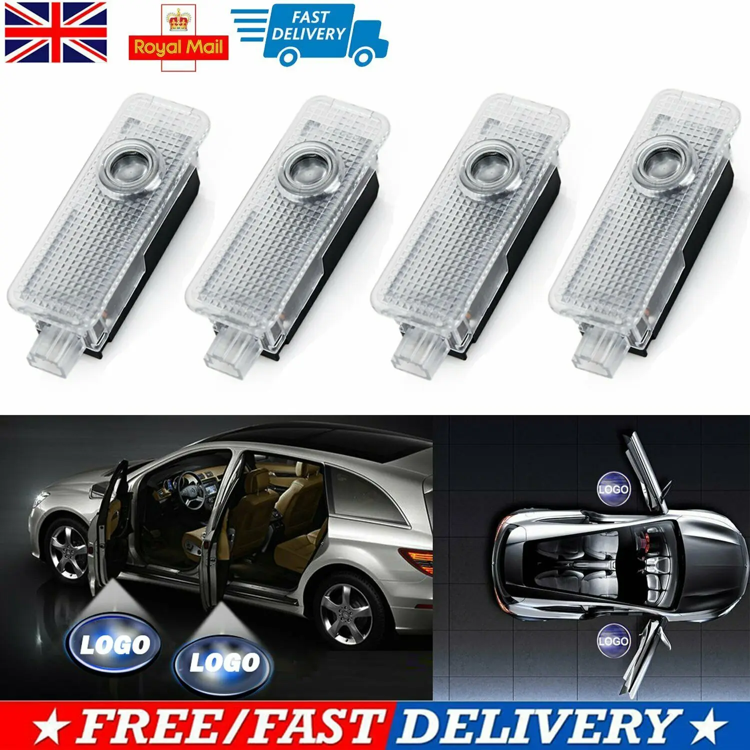 

4x CREE LED Courtesy Laser Welcome Projector Logo Shadow Car Door Light Lamp