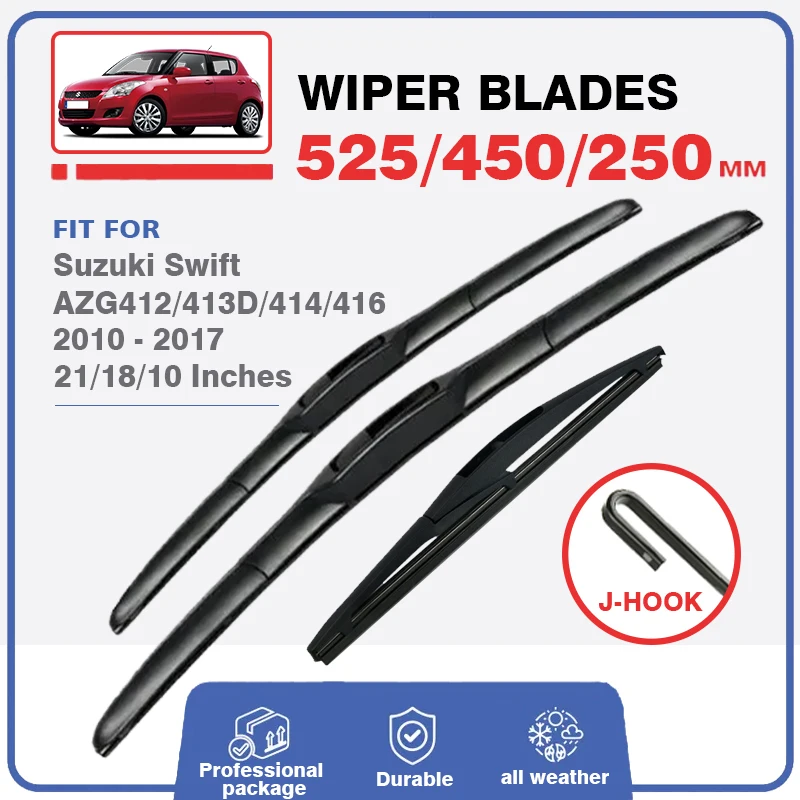 

Car Front Rear Wiper Blade Set Kit For Suzuki Swift 2 Hatchback 2010 - 2017 AZG GTI Sport 21"18"10" Windscreen Windshield Window