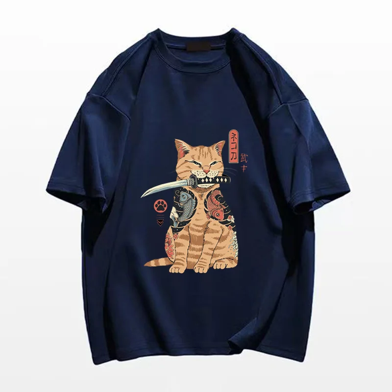 

Kawaii футболка в японском стиле для мужчин с аниме кошкой крутой дизайн для отдыха уличная мода с коротким рукавом мужские большие летние футболки