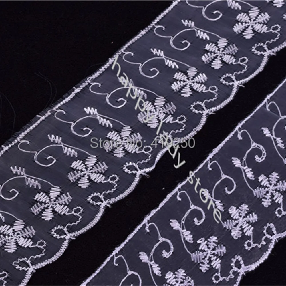 145 ярдов, ширина 6,5 см, Отбеливающее белое и небелое кружево с вышивкой, отделка цветочным кружевом, Свадебное Ремесло