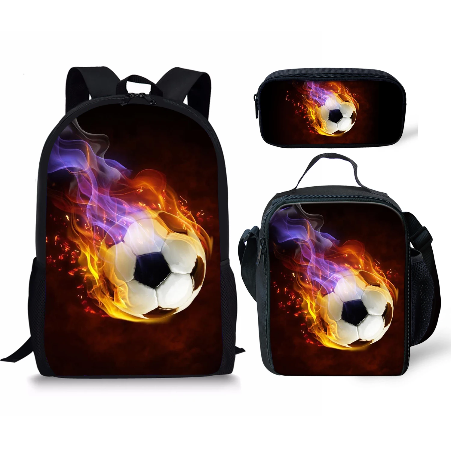 Ball Style Print New Large Schoolbag Pencil & Lunch Bag Student School Backpack Waterproof Capacity Primary Book Bags