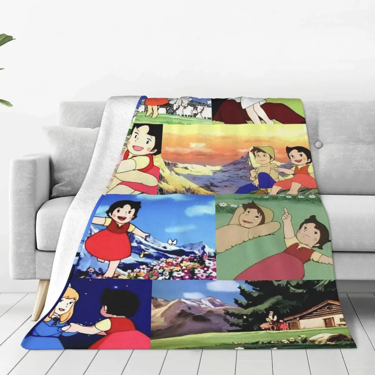 

Heidi Girl Of The Alps Anime Plaid Blanket Coral Fleece Plush Summer Collage Warm Throw Blanket for Home Bedroom Bedspread
