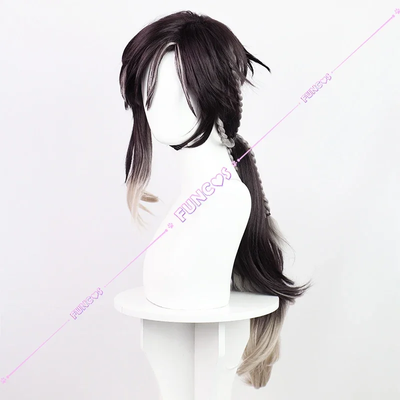 Парик для косплея Genshin Impact Sethos темно-коричневые серые волосы длинный Плетеный