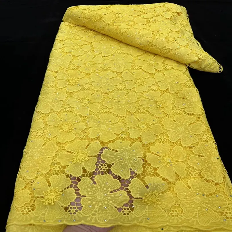 

Африканское Тюлевое кружево с вышивкой 5 ярдов, ткань с камнем и шнурком TS2622