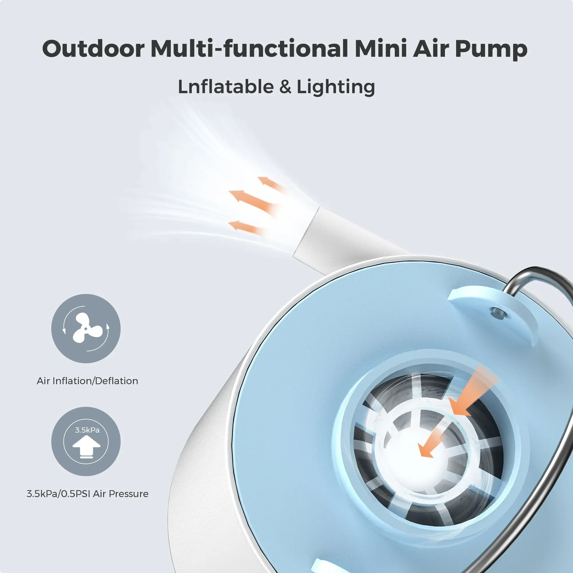 FLEXTAILGEAR TINY PUMP X — портативный воздушный насос для кемпинга с аккумулятором 1300 мАч