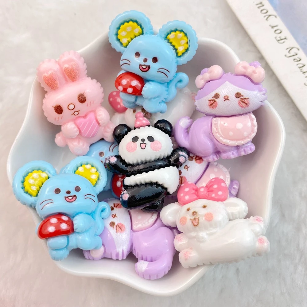 10 шт. новый милый мультяшный медведь кролик кошка мышь серия с плоской спинкой