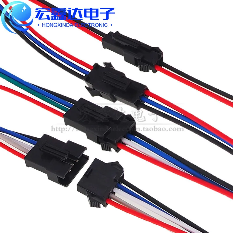 

5/10/20/50pcs DIY Cable Jumper Wire Connector SM Male Wire 2pin 3pin 4pin 5pin 6Pin Downlight FeMale for led strip light Ceiling