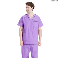 plug size scrub suit men medical uniforms v neck doctor costume short sleeve nursing workwear dentistry scrubs cotton surgical