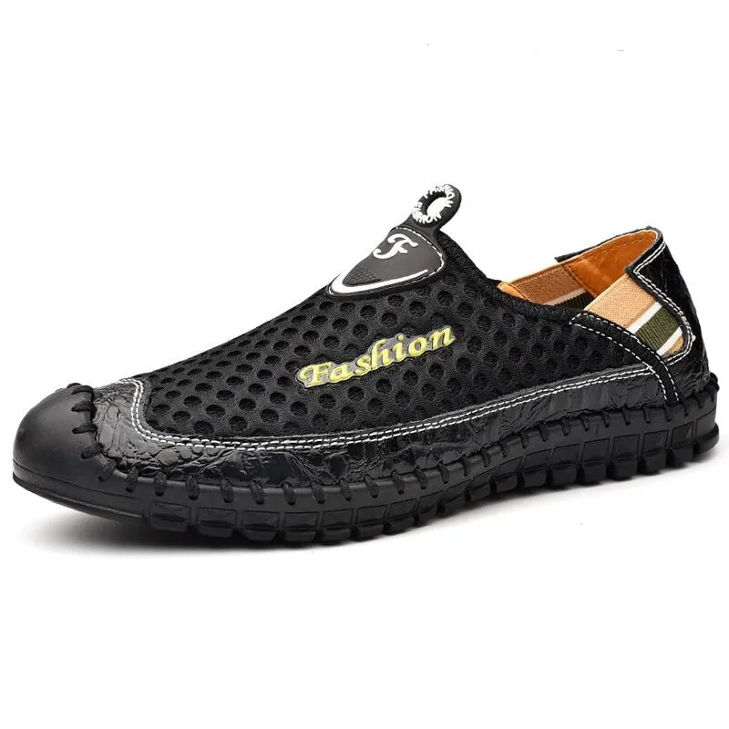 

Мужские сетчатые туфли без шнуровки, дышащие легкие кроссовки, удобная повседневная прогулочная обувь, лето
