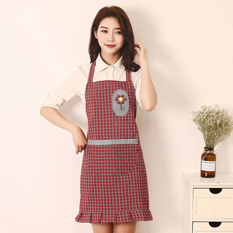 

kitchen sleeveless sling Flower adult smock Maid apron haircut overalls Korean fashion cotton antifouling cooking Household