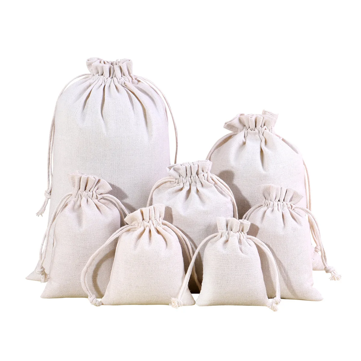 

50pcs Cotton Burlap Jewelry Packaging Pouches Wedding Christmas Party Candy Bag Present Marriage Jute Drawstring Gift Bag