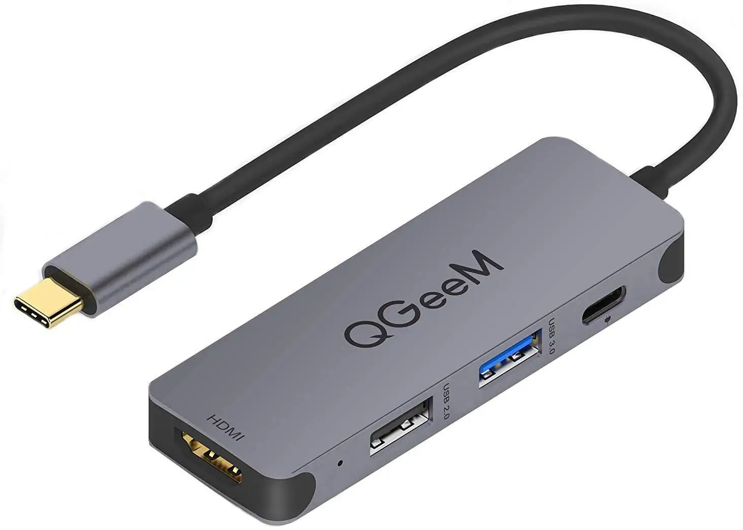 

USB C Hub, QGeeM 4-in-1 USB C Adapter with 4K USB C to HDMI Hub,100W Power Delivery,USB 3.0,Thunderbolt 3 Multiport Hub