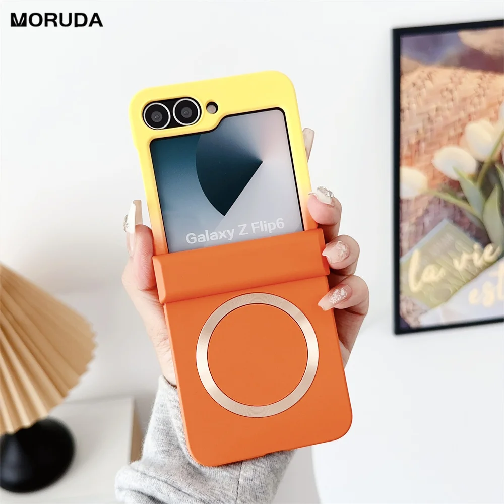 Магнитный чехол с градиентом для Magsafe Samsung Galaxy Z Flip 6 5 4 3 двухцветный матовый