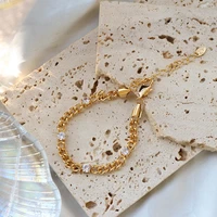 luxury cubic zirconia chain bracelet gold plated stainless steel metal waterproof bracelet