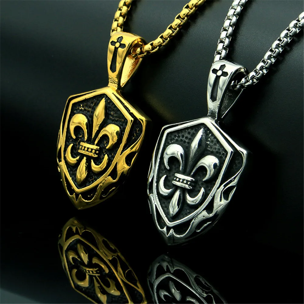 

Fashion Retro Stainless Steel Cross Shield Pendant Necklace Jewelry Valentina's gift